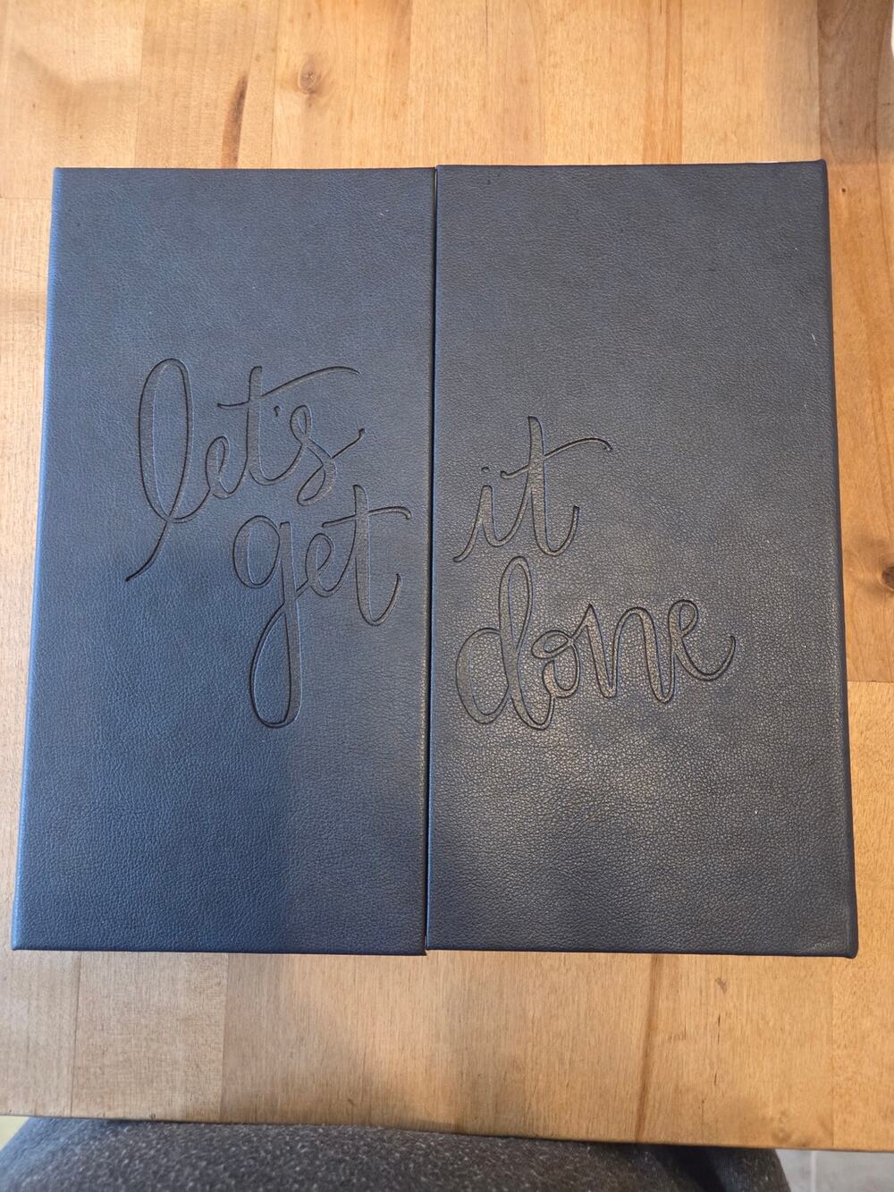 Brand New Erin Condren "Let's Get It Done" Navy Blue Vegan Leather Padfolio